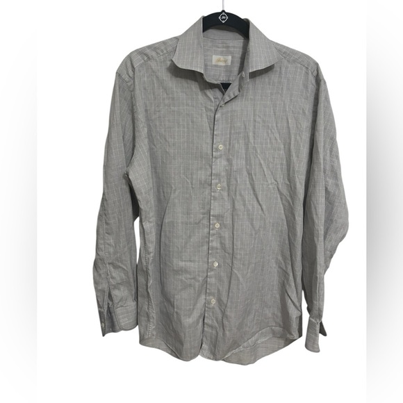 Brioni | Gray White Plaid Button Down Shirt Cotton Men's Sz M - Picture 1 of 8